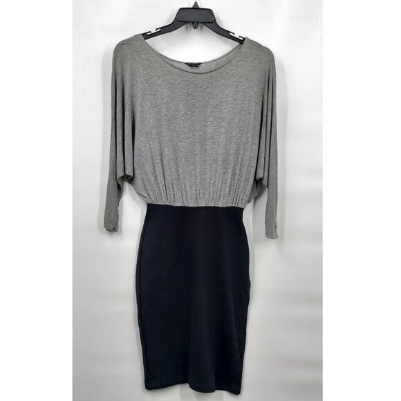 Club Monaco Color Block Boat-Neck Dolman Sleeve Mini Dress Small Women Gray - Picture 1 of 14